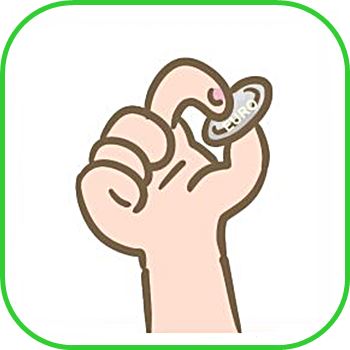 手にコインを持っている絵