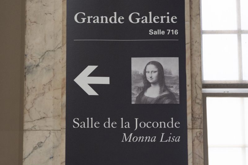 フランス・パリのルーブル美術館のモナリザ案内
