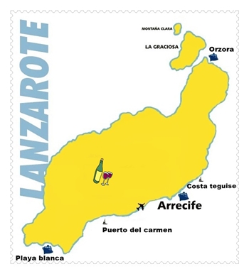 ランサローテ島のワイナリーの地図