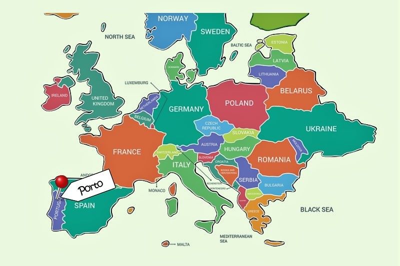 ポルトガル・ポルトの位置マップ