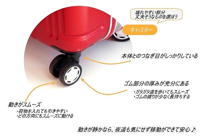 スーツケースのキャスターチェックポイント