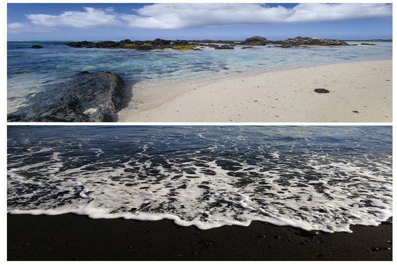 ランサローテ島の白浜ビーチと黒いビーチ